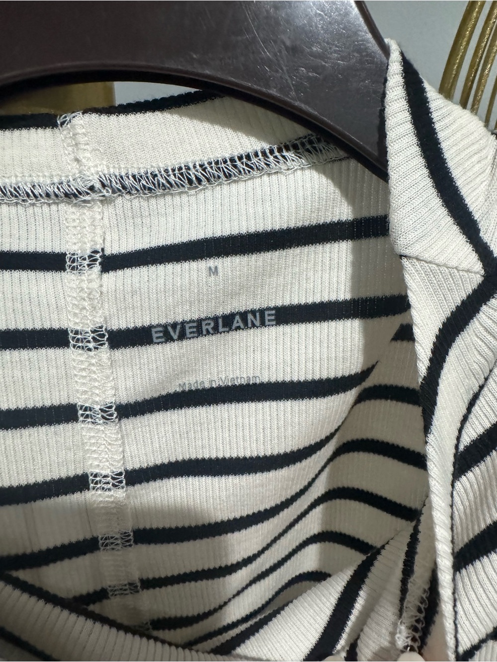 Everlane Black & White Striped Sleeveless Tank - Picture 3 of 4